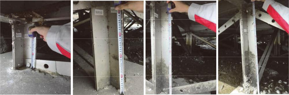 柱脚外観：左から（X1Y1）（X2Y1）（X3Y1）（X4Y1）